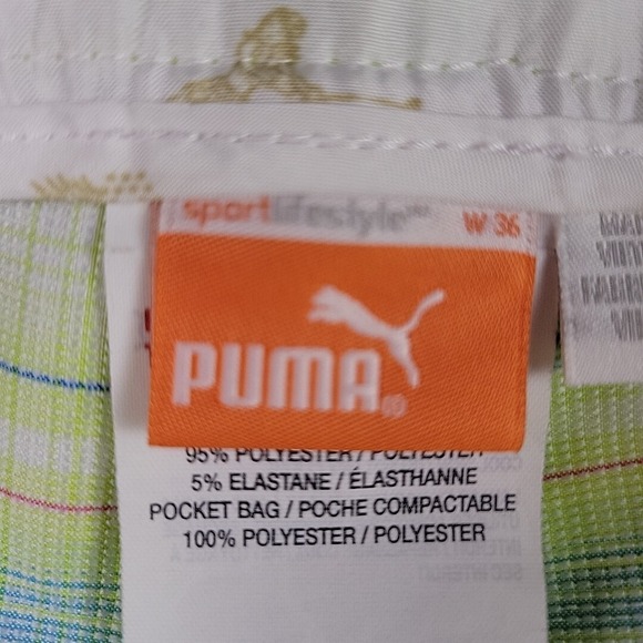 Puma Performance Golf Shorts Blue Yellow Plaid 36x11 Lightweight Quick Dry‎ - Picture 4 of 10